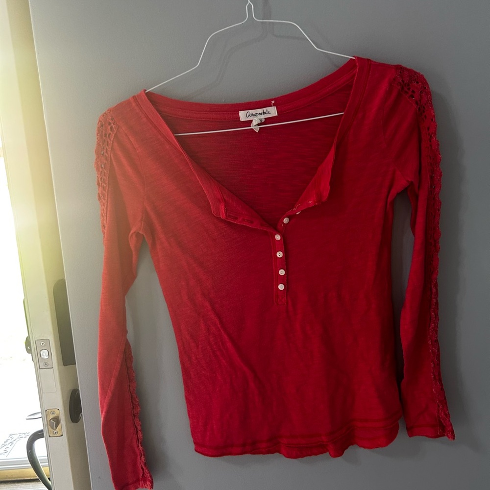 Aeropostale Long Sleeve Top with Lace down sleeve